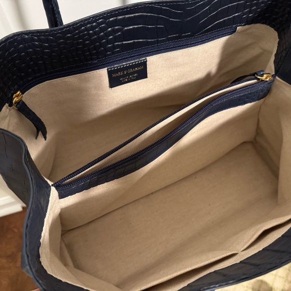 Mark & Graham Elisabetta Croc Handbag - Navy Blue - Picture 2 of 6